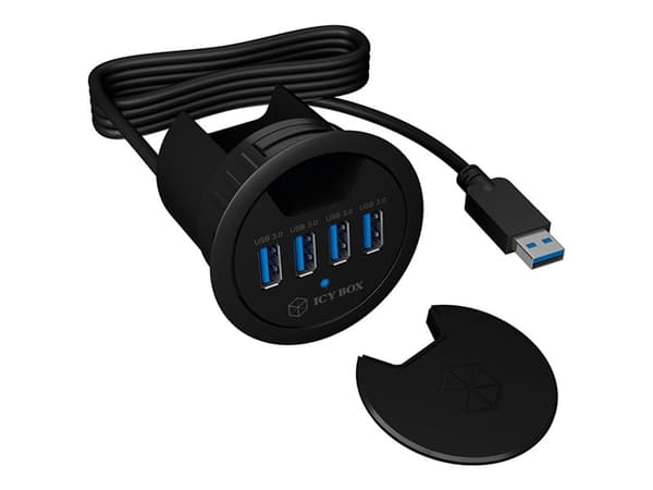 ICY BOX IB-HUB1403 - Hubb - 4 x SuperSpeed USB 3.0 - försänkt montering möjlig