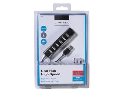 Vivanco 36661, USB 2.0, USB 2.0, 480 Mbit/s, Svart, AC, USB, 110 - 240 V