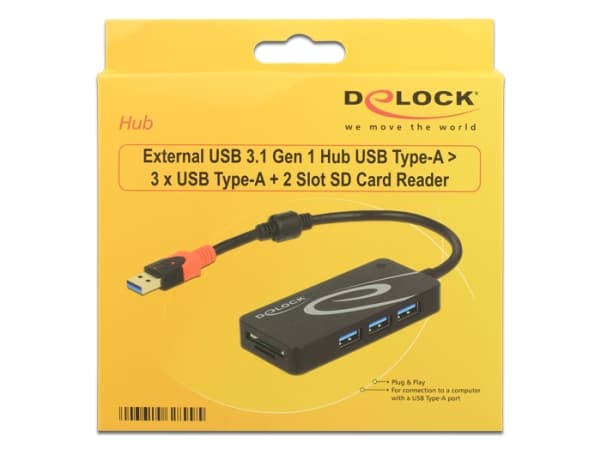 Delock - Hubb - 3 x USB 3.1 Gen 1 - skrivbordsmodell