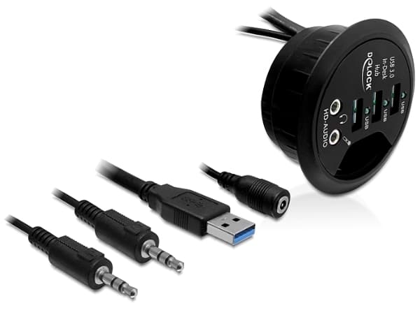 Delock In-Desk Hub 3 Port USB 3.0 + HD-Audio Ports - Hubb - 3 x SuperSpeed USB 3.0 - skrivbordsmodell