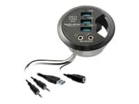 Delock In-Desk Hub 3 Port USB 3.0 + HD-Audio Ports - Hubb - 3 x SuperSpeed USB 3.0 - skrivbordsmodell Svart
