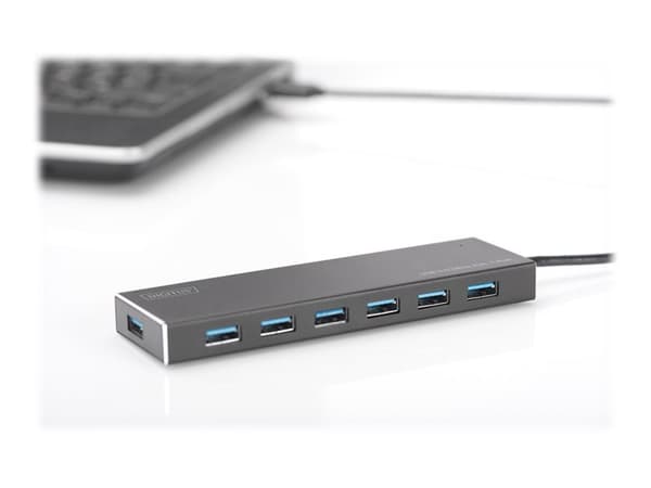 DIGITUS USB 3.0 Office Hub DA-70241-1 - Hubb - 7 x SuperSpeed USB 3.0 - skrivbordsmodell