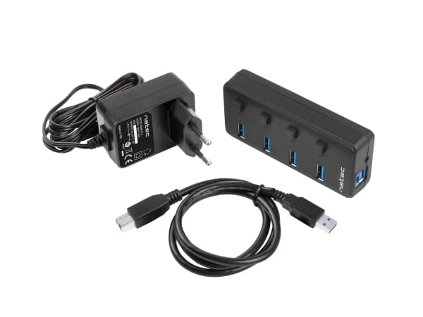 NATEC MANTIS, USB 2.0 Typ-B, USB 3.2 Gen 1 (3.1 Gen 1) Typ-A, 5000 Mbit/s, sortering, akrylnitrilbutadienstyren, USB
