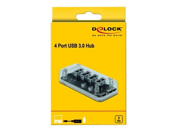 Delock External USB 3.0 Hub with 4 Ports - Hubb - 4 x SuperSpeed USB 3.0 - skrivbordsmodell