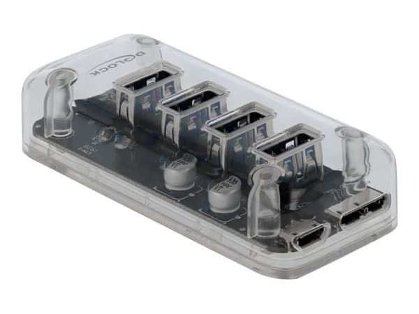Delock External USB 3.0 Hub with 4 Ports - Hubb - 4 x SuperSpeed USB 3.0 - skrivbordsmodell
