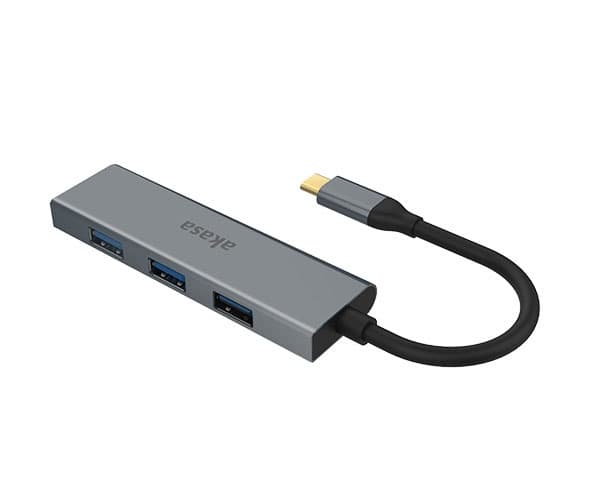 Akasa AK-CBCA25-18BK, USB 3.2 Gen 1 (3.1 Gen 1) Type-C, USB 3.2 Gen 1 (3.1 Gen 1) Type-A, 5000 Mbit/s, Grå, Alumiini, Polyvinyylikloridi (PVC)