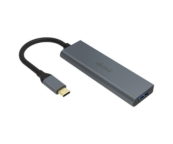 Akasa AK-CBCA25-18BK, USB 3.2 Gen 1 (3.1 Gen 1) Type-C, USB 3.2 Gen 1 (3.1 Gen 1) Type-A, 5000 Mbit/s, Grå, Alumiini, Polyvinyylikloridi (PVC)