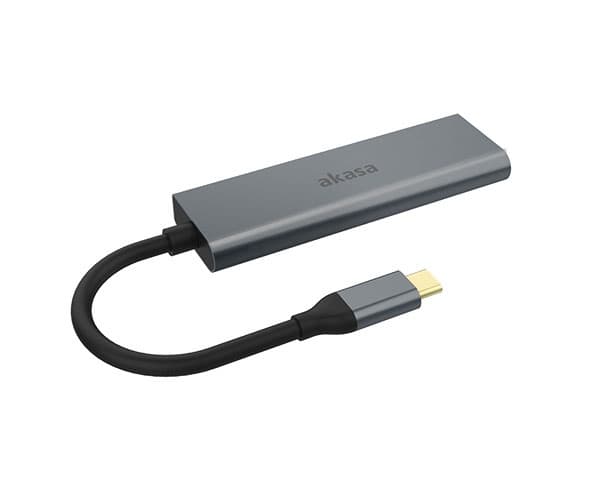 Akasa AK-CBCA25-18BK, USB 3.2 Gen 1 (3.1 Gen 1) Type-C, USB 3.2 Gen 1 (3.1 Gen 1) Type-A, 5000 Mbit/s, Grå, Alumiini, Polyvinyylikloridi (PVC)