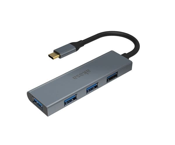 Akasa AK-CBCA25-18BK, USB 3.2 Gen 1 (3.1 Gen 1) Type-C, USB 3.2 Gen 1 (3.1 Gen 1) Type-A, 5000 Mbit/s, Grå, Gjuten aluminium, Polyvinylklorid (PVC)