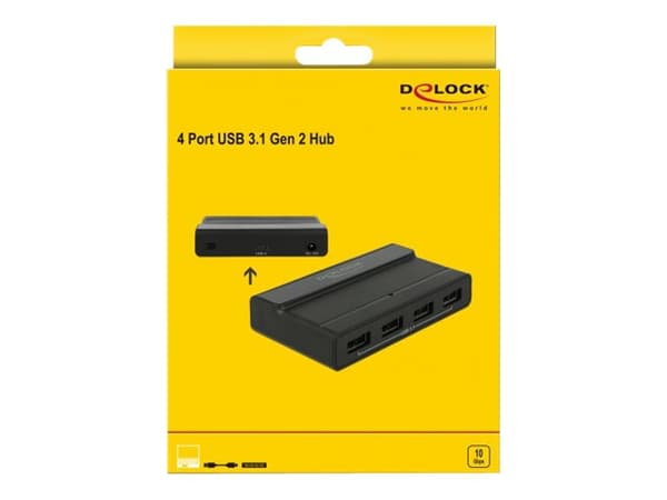 Delock External USB 3.1 Hub 4 Port with 10 Gbps - Hubb - 4 x USB 3.1 Gen 2 - skrivbordsmodell