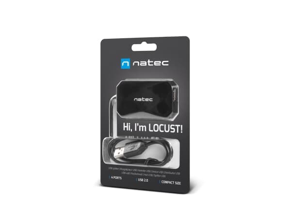NATEC NHU-0647, USB 2.0, USB 2.0, 480 Mbit/s, Svart, 0,6 m, USB