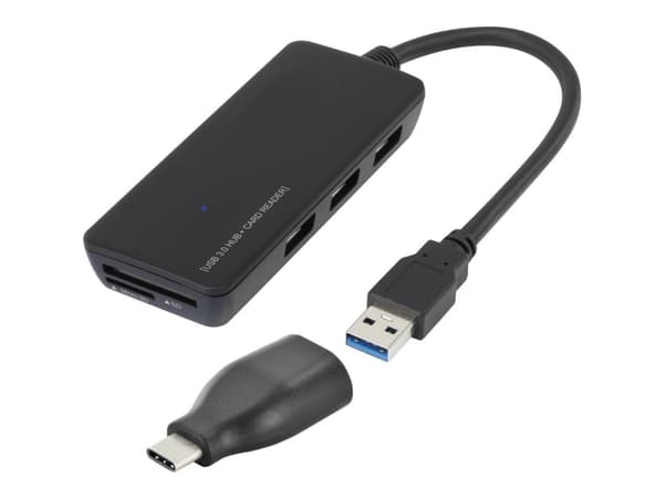 Renkforce Renkforce USB 3.0-hubb med 3 portar och inbyggd SD-kortläsare Svart