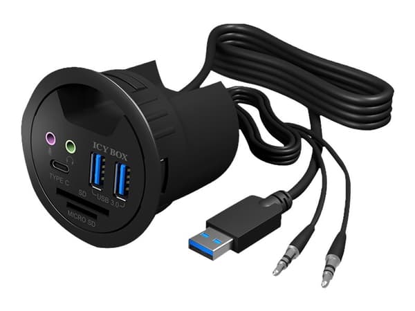 ICY BOX IB-HUB1404A - Hubb - 2 x SuperSpeed USB 3.0 + 1 x USB-C - försänkt montering möjlig