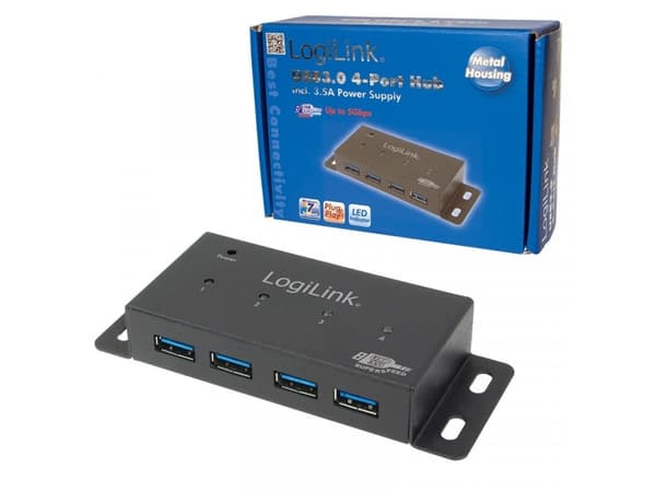 LogiLink USB 3.0 Hub 4-Port - Hubb - 4 x SuperSpeed USB 3.0 - skrivbordsmodell