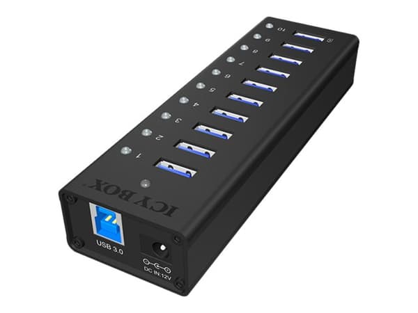 ICY BOX IB-AC6110 - Keskitin - 10 x SuperSpeed USB 3.0 - pöytätietokoneet