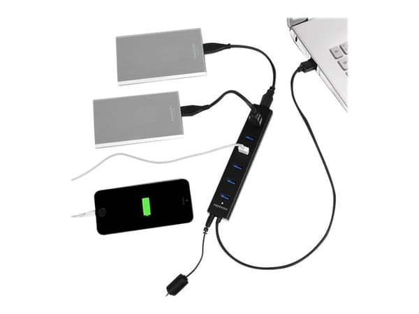 AXAGON HUE-SA7BP - Hubb - 7 x SuperSpeed USB 3.0 - skrivbordsmodell