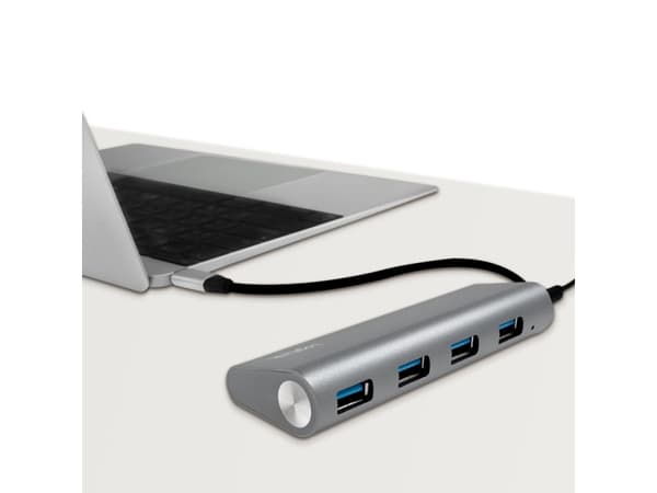 LogiLink UA0308, USB 3.2 Gen 1 (3.1 Gen 1) Type-A, USB 3.2 Gen 1 (3.1 Gen 1) Type-A, 5000 Mbit/s, Grå, Aluminium, CE, RoHS