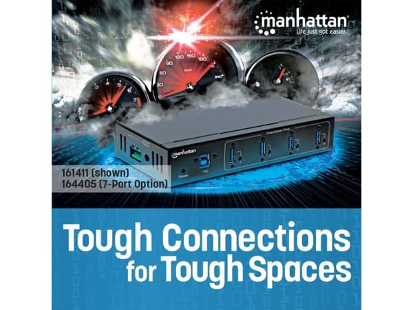 Manhattan 164405, USB 3.2 Gen 1 (3.1 Gen 1) Type-B, USB 3.2 Gen 1 (3.1 Gen 1) Type-A, 5000 Mbit/s, Svart, Metall, 1 m