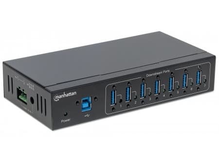 Manhattan 164405, USB 3.2 Gen 1 (3.1 Gen 1) Type-B, USB 3.2 Gen 1 (3.1 Gen 1) Type-A, 5000 Mbit/s, Svart, Metall, 1 m