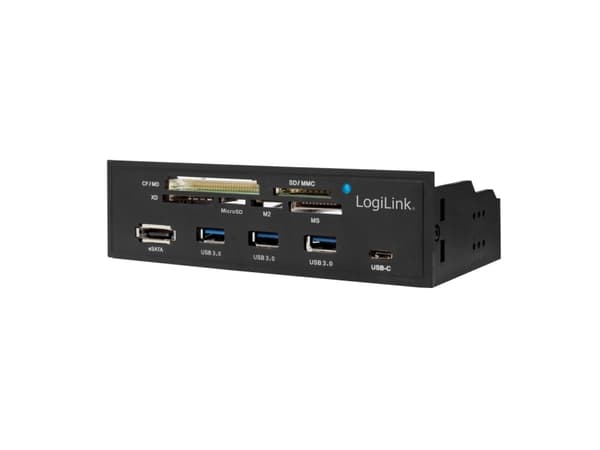 LogiLink UA0341, Compact flash (CF), MS Micro (M2), Memory stick (MS), MicroSD (TransFlash), SD, xD, musta, 5.25", 5000 Mbit/s, RoHS, CE, SATA, SATA