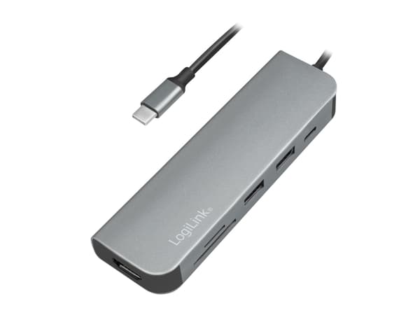 LogiLink UA0343, USB 3.2 Gen 1 (3.1 Gen 1) Type-C, Gjuten aluminium, MicroSD (TransFlash), SD, HDMI, USB 3.2 Gen 1 (3.1 Gen 1) Type-A, USB 3.2 Gen 1