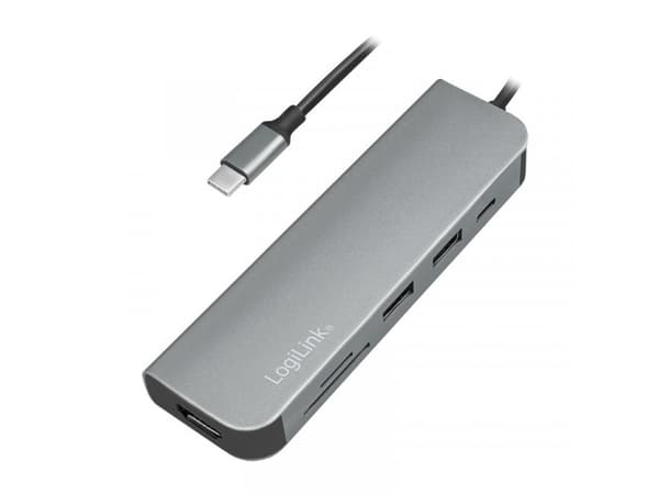 LogiLink UA0343, USB 3.2 Gen 1 (3.1 Gen 1) Type-C, Gjuten aluminium, MicroSD (TransFlash), SD, HDMI, USB 3.2 Gen 1 (3.1 Gen 1) Type-A, USB 3.2 Gen 1