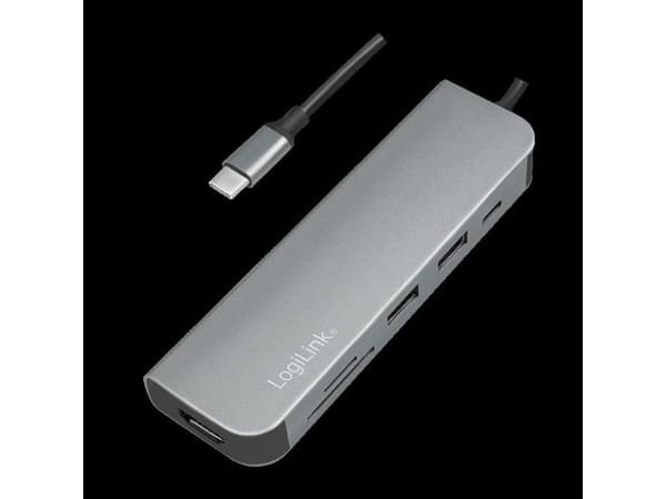 LogiLink UA0343, USB 3.2 Gen 1 (3.1 Gen 1) Type-C, Gjuten aluminium, MicroSD (TransFlash), SD, HDMI, USB 3.2 Gen 1 (3.1 Gen 1) Type-A, USB 3.2 Gen 1