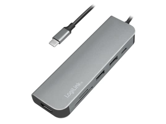 LogiLink UA0343, USB 3.2 Gen 1 (3.1 Gen 1) Type-C, Gjuten aluminium, MicroSD (TransFlash), SD, HDMI, USB 3.2 Gen 1 (3.1 Gen 1) Type-A, USB 3.2 Gen 1