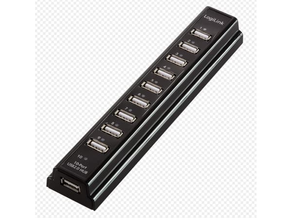 LogiLink USB 2.0 Hub 10-Port - Hubb - 10 x USB 2.0 - skrivbordsmodell