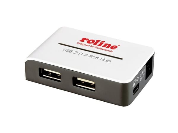 ROLINE USB 2.0 Hub, USB 2.0, USB 2.0, Grå, Vit, Plast, 0,5 m, 65 mm