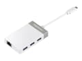 Miniatyrbild 1 av 5: TRENDnet TUC-ETGH3 - Nätverksadapter - USB-C - 1000Base-T x 1 + USB 3.0 x 3