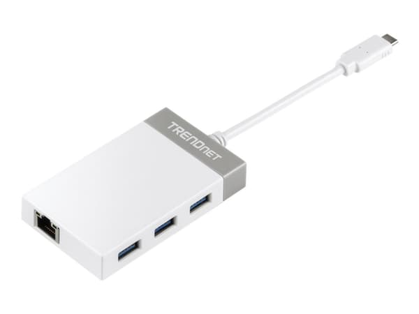 TRENDnet TUC-ETGH3 - Nätverksadapter - USB-C - 1000Base-T x 1 + USB 3.0 x 3