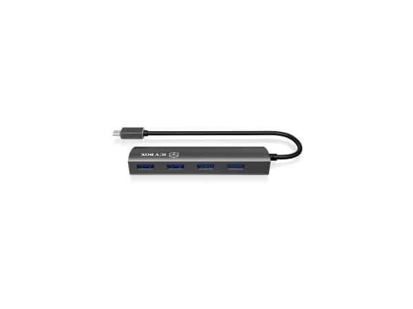 ICY BOX IB-AC6405-C, USB 3.2 Gen 1 (3.1 Gen 1) Type-C, USB 3.2 Gen 1 (3.1 Gen 1) Type-A, 5000 Mbit/s, Antracit, Aluminium, Strøm