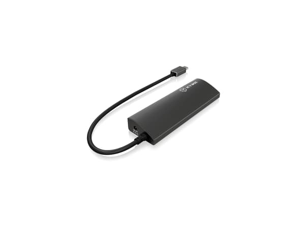 ICY BOX IB-AC6405-C, USB 3.2 Gen 1 (3.1 Gen 1) Type-C, USB 3.2 Gen 1 (3.1 Gen 1) Type-A, 5000 Mbit/s, Antracit, Aluminium, Strøm