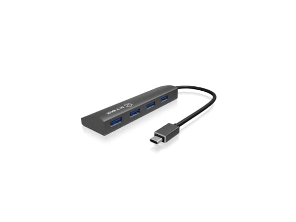 ICY BOX IB-AC6405-C, USB 3.2 Gen 1 (3.1 Gen 1) Type-C, USB 3.2 Gen 1 (3.1 Gen 1) Type-A, 5000 Mbit/s, Antracit, Aluminium, Strøm