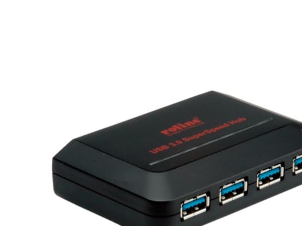 ROLINE USB 3.0 Hub, 4 Ports, with Power Supply, Plast, 24 x 95 x 55 mm