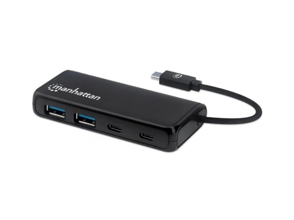 Manhattan 164894 gränssnittshubbar USB 3.2 Gen 1 (3.1 Gen 1) Type-C 5000 Mbit/s Svart