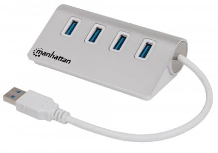 Manhattan 163767, USB 3.2 Gen 1 (3.1 Gen 1) Type-A, USB 3.2 Gen 1 (3.1 Gen 1) Type-A, 5000 Mbit/s, Gjuten aluminium, Vit, Gjuten aluminium, 0,3 m