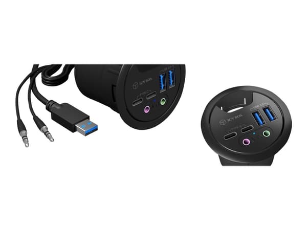 ICY BOX IB-HUB1403B - Hubb - 2 x SuperSpeed USB 3.0 + 2 x USB-C - försänkt montering möjlig