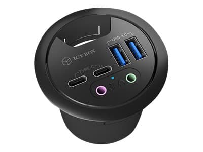 ICY BOX IB-HUB1403B - Hubb - 2 x SuperSpeed USB 3.0 + 2 x USB-C - försänkt montering möjlig