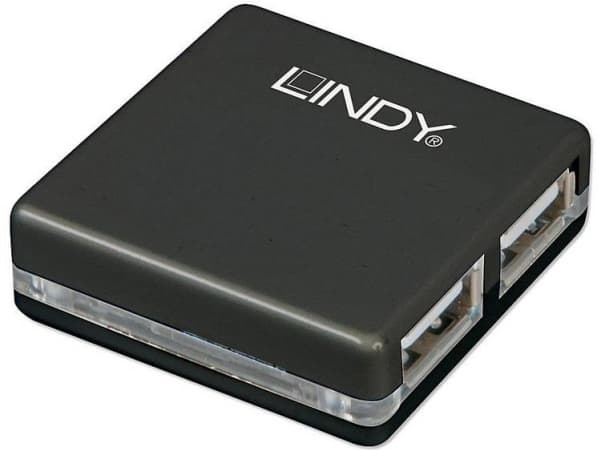 Lindy 42742, USB 2.0, 480 Mbit/s, Svart, 40 mm, 40 mm, 12 mm