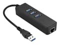 Miniatyrbild 1 av 4: MicroConnect - Hubb - 3 x USB 3.2 Gen 1 + 1 x 10/100/1000 - skrivbordsmodell
