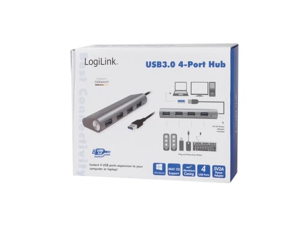 LogiLink UA0307, USB 3.2 Gen 1 (3.1 Gen 1) Type-A, USB 3.2 Gen 1 (3.1 Gen 1) Type-A, 5000 Mbit/s, Gjuten aluminium, Gjuten aluminium, CE, RoHS