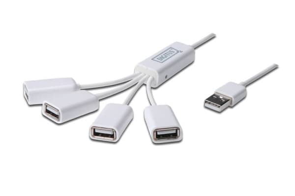 DIGITUS DA-70216 Slim Spider USB Hub - Hubb - 4 x USB 2.0 - skrivbordsmodell