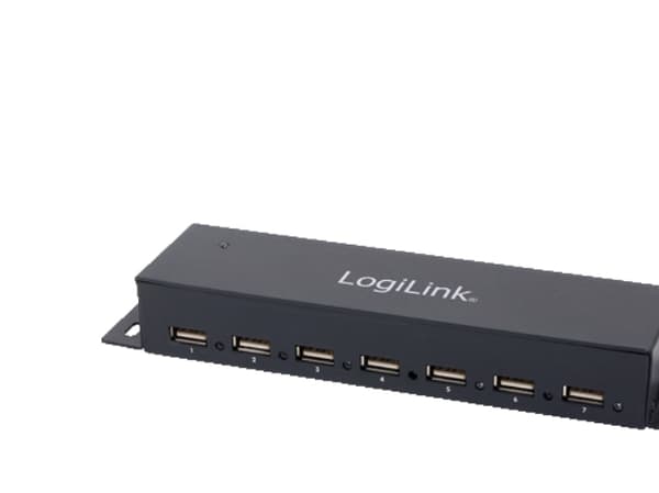 LogiLink USB 2.0 Hub 7-Port Metal - Hubb - 7 x USB 2.0 - skrivbordsmodell, väggmonterbar