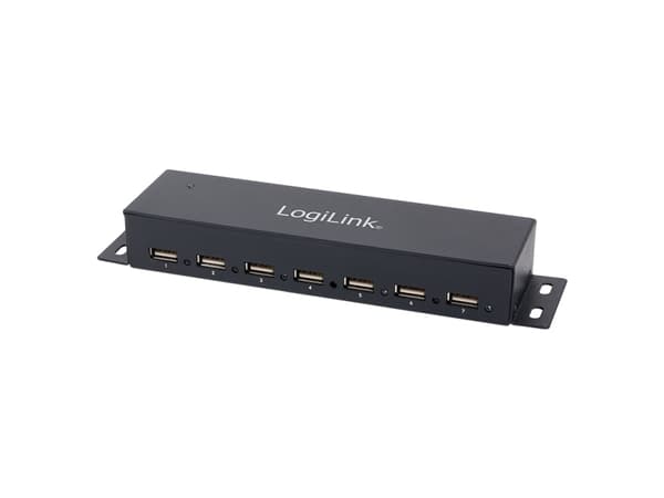 LogiLink USB 2.0 Hub 7-Port Metal - Hubb - 7 x USB 2.0 - skrivbordsmodell, väggmonterbar