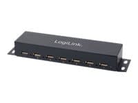 LogiLink USB 2.0 Hub 7-Port Metal - Hubb - 7 x USB 2.0 - skrivbordsmodell, väggmonterbar