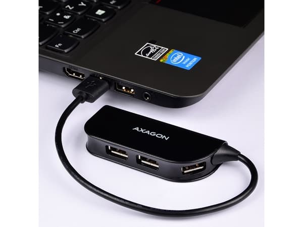 Axagon HUE-X4B, USB 2.0, USB 2.0, 480 Mbit/s, Sort, 0,2 m, USB