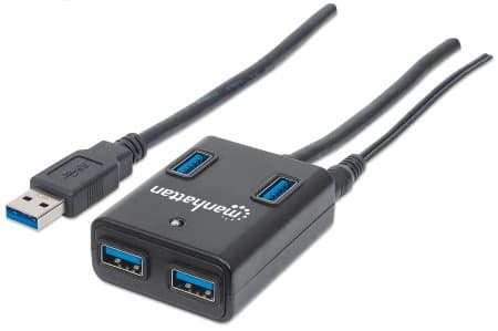 Manhattan 162302, USB 3.2 Gen 1 (3.1 Gen 1) Type-A, USB 3.2 Gen 1 (3.1 Gen 1) Type-A, 5000 Mbit/s, Sort, Plast, FCC, CE, RoHS, WEEE