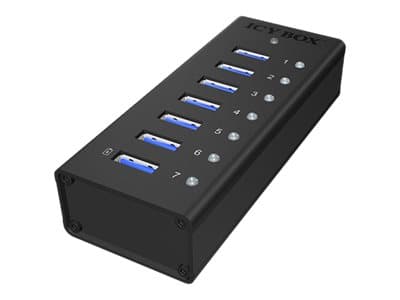 ICY BOX IB-AC618 - Hubb - 7 x SuperSpeed USB 3.0 - skrivbordsmodell